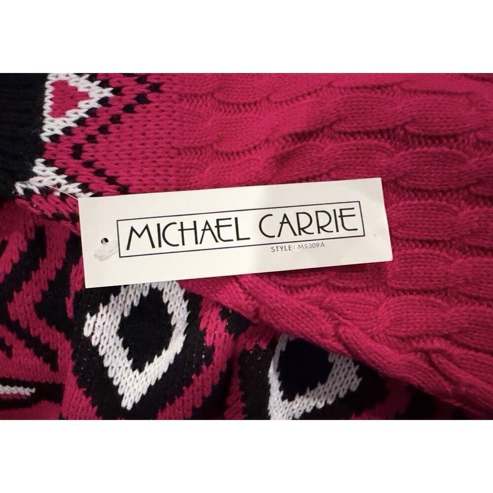 NWT Retro 80s Michael Carrie Aztec Pink Black Pullover Mock Neck Women’s S - Picture 11 of 11